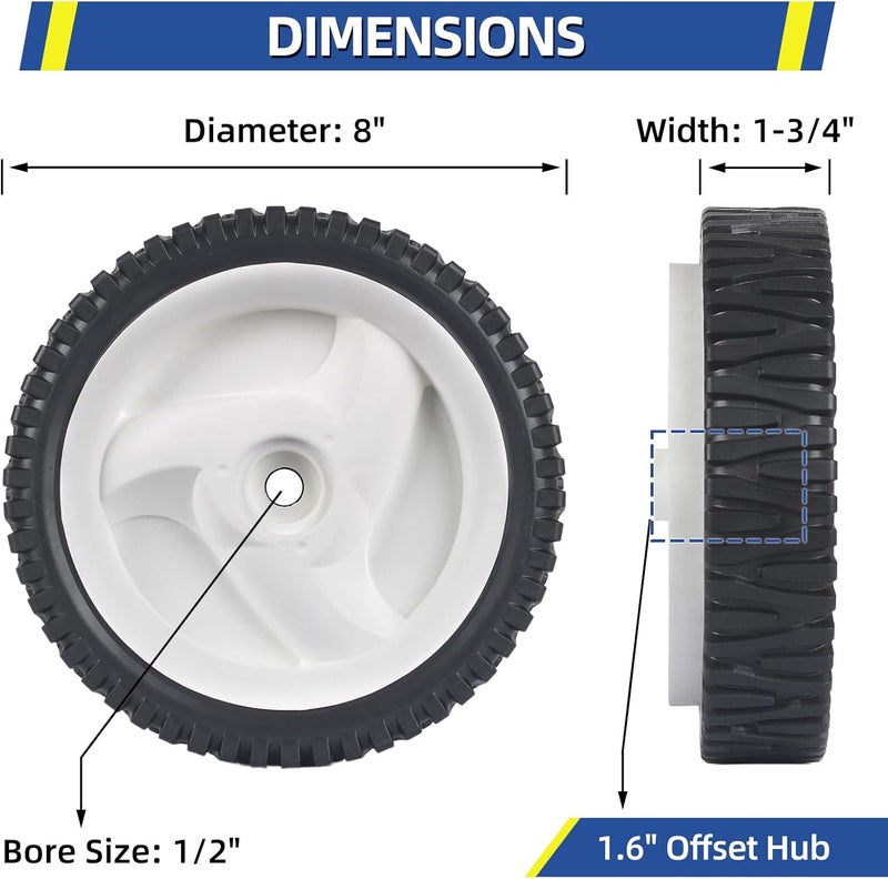GICOOL 532403111 Lawn Mower Front Drive Wheels, Replacement 583719501 194231X460 Mower Wheels for Craftsman Husqvarna Pack of 2 - Image 2